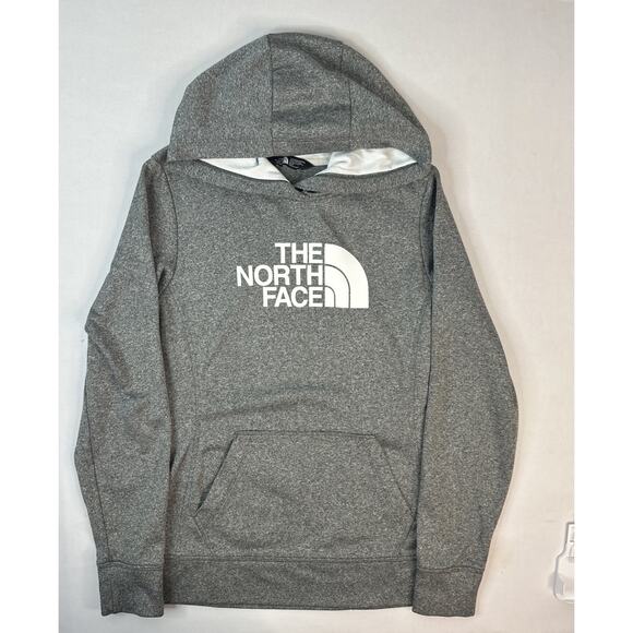 The North Face Sweatshirt Womens Medium Logo Fleece Lined Grey Hoodie - Picture 1 of 6